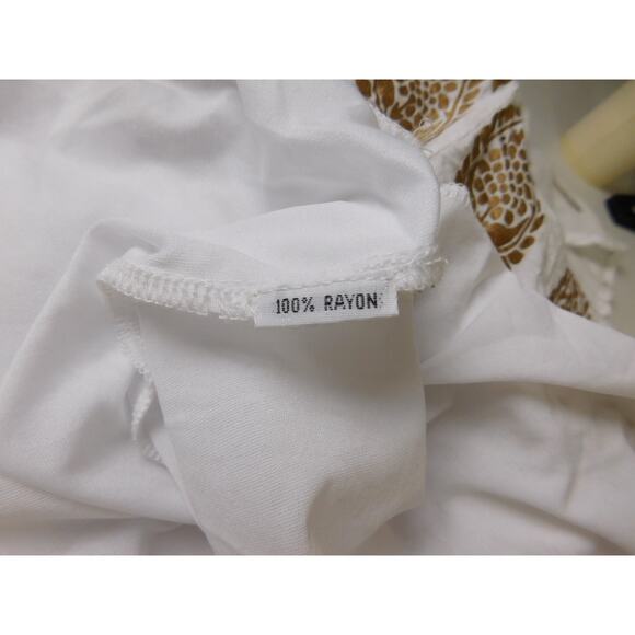 Lapogee Dress XL White Copper Paisley Short Sleeve Tassle V-Neck Boho - Picture 6 of 6